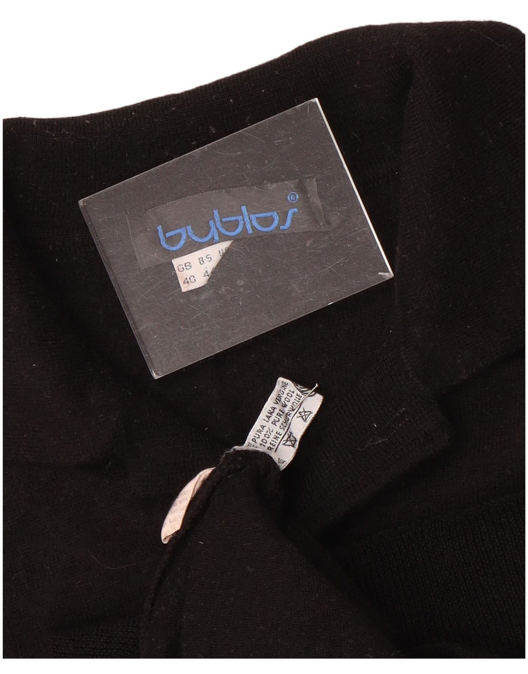 BYBLOS Suéter tipo jersey con cuello tipo polo para mujer UK 40 Mediano Lana negra