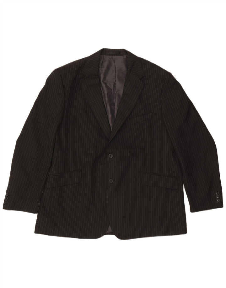 MARKS & SPENCER Chaqueta tipo blazer de 2 botones para hombre UK 46 3XL Negro a rayas