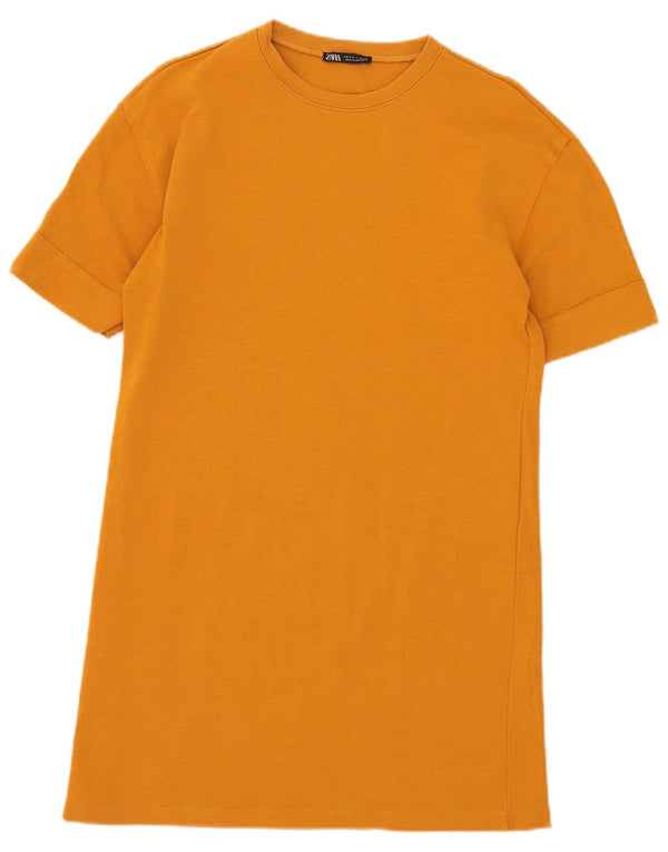 Zara Vestido Camiseta Mujer UK 10 Small Naranja