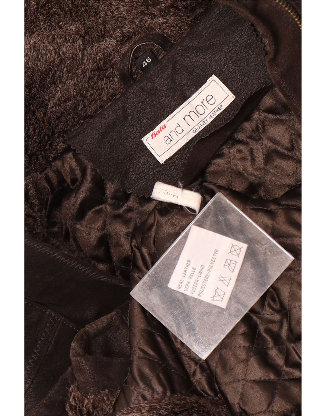Bata and More Chaqueta de cuero con capucha para mujer IT 46 Large Brown Leather