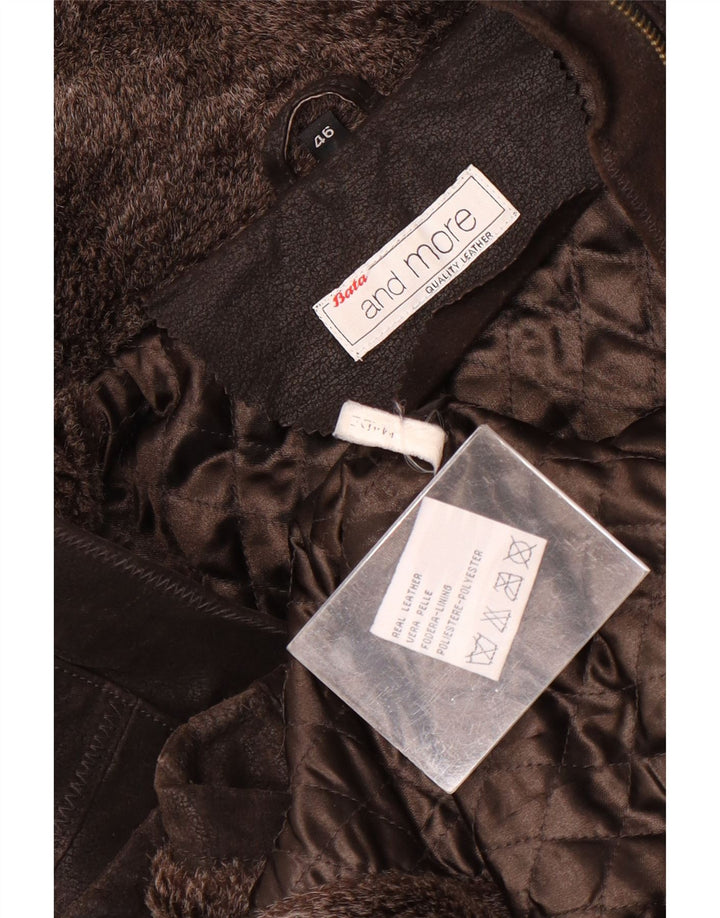 Bata and More Chaqueta de cuero con capucha para mujer IT 46 Large Brown Leather