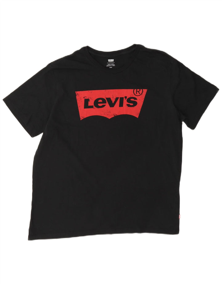 Levi's Camiseta gráfica para hombre Top grande de algodón negro