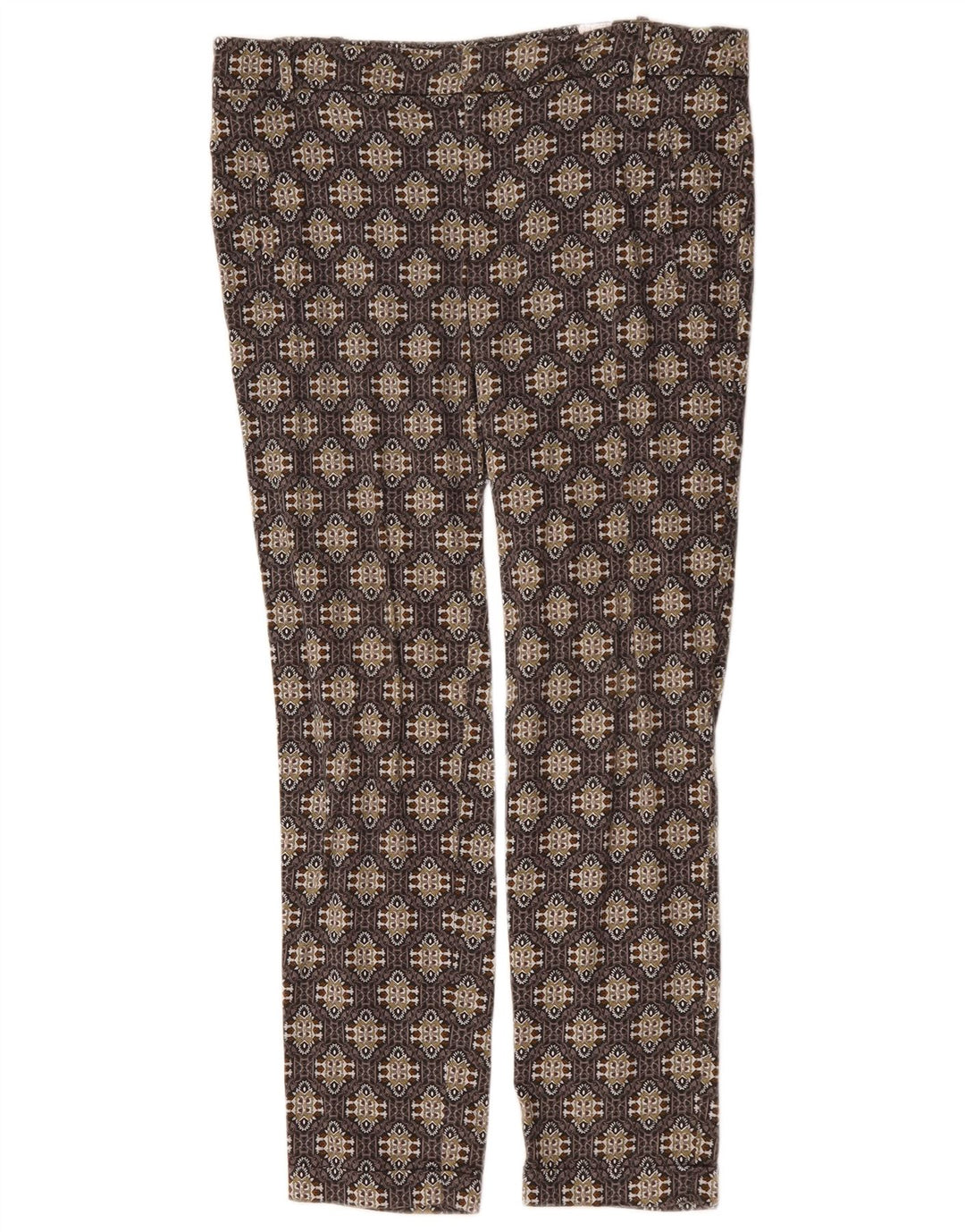 ZARA Mujer Pantalón Casual Slim EU 40 Medium W30 L27 Marrón Geométrico