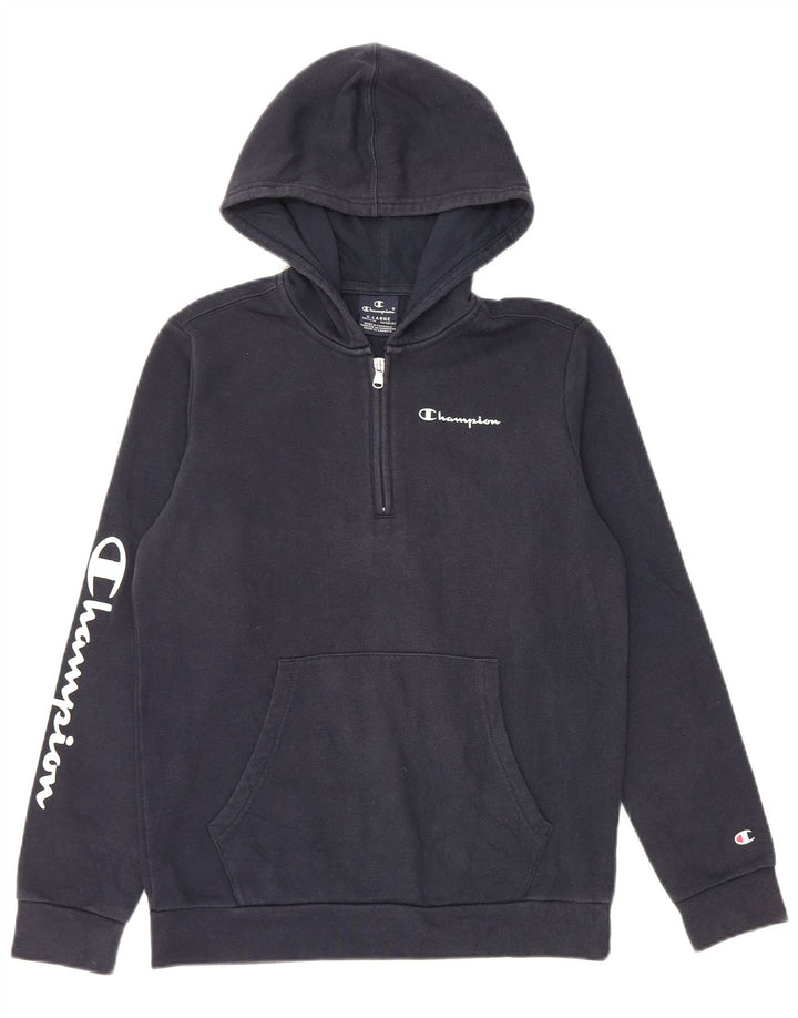 CHAMPION Jersey con capucha y cuello con cremallera para niños 13-14 años XL Azul marino