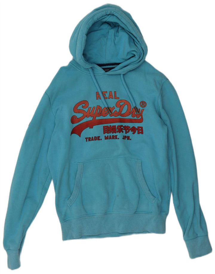 Superdry Jersey con capucha gráfica de algodón azul medio