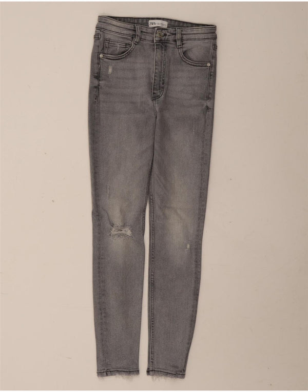 Zara Womens Distressed Skinny Jeans EU 38 Small W28 L27 Grey Cotton
