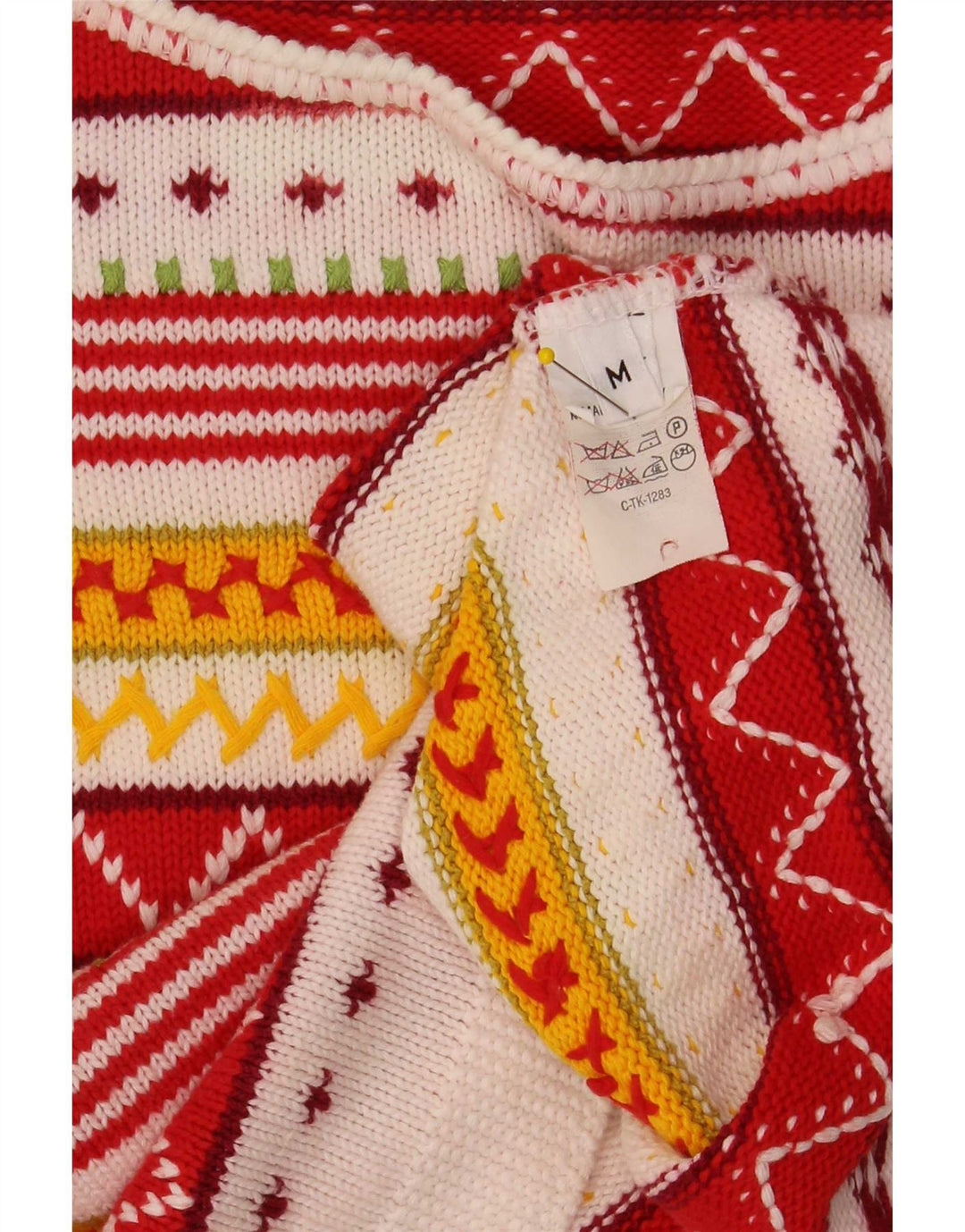 Vintage mujer barco cuello jersey suéter Reino Unido 12 medio multicolor