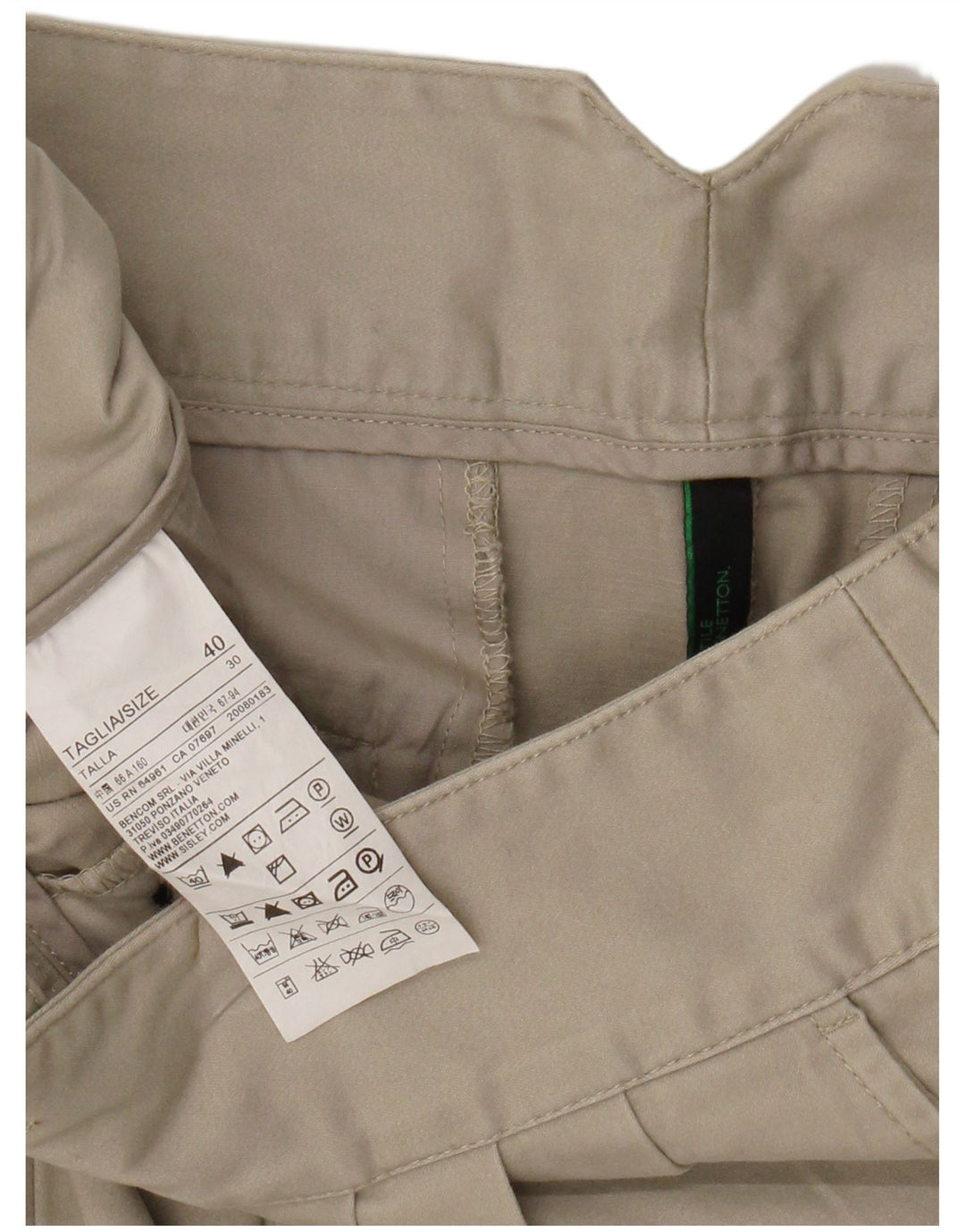 BENETTON Minifalda para mujer IT 40 Small W28 Algodón beige