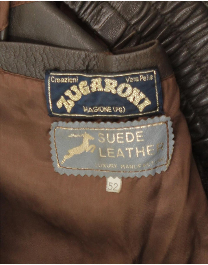 Chaqueta de cuero vintage para hombre IT 52 XL cuero marrón