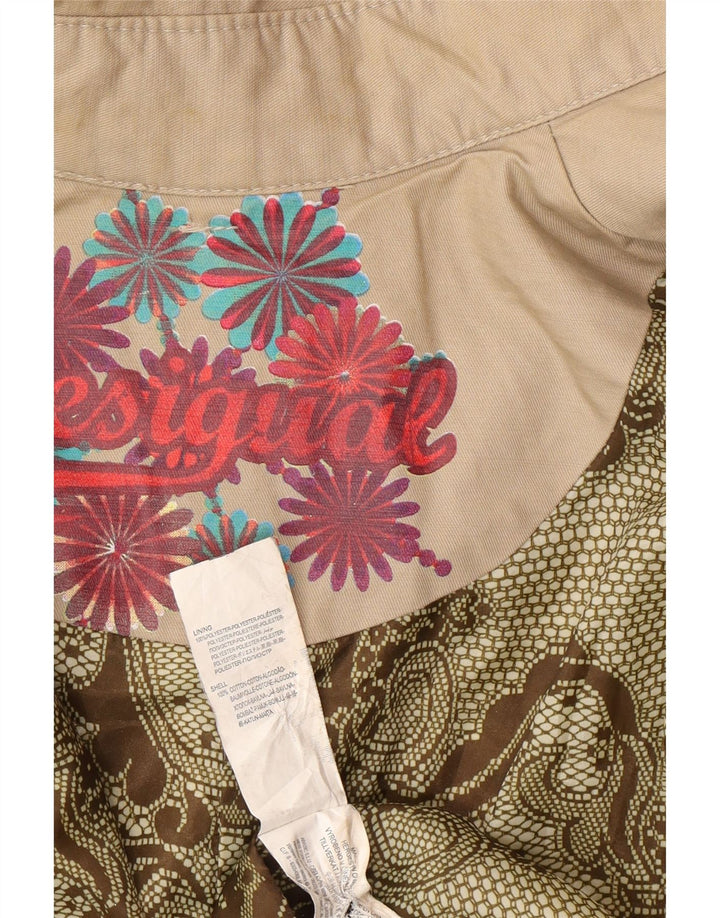 Desigual Gabardina de doble botonadura para mujer EU 38 Medio Beige Floral