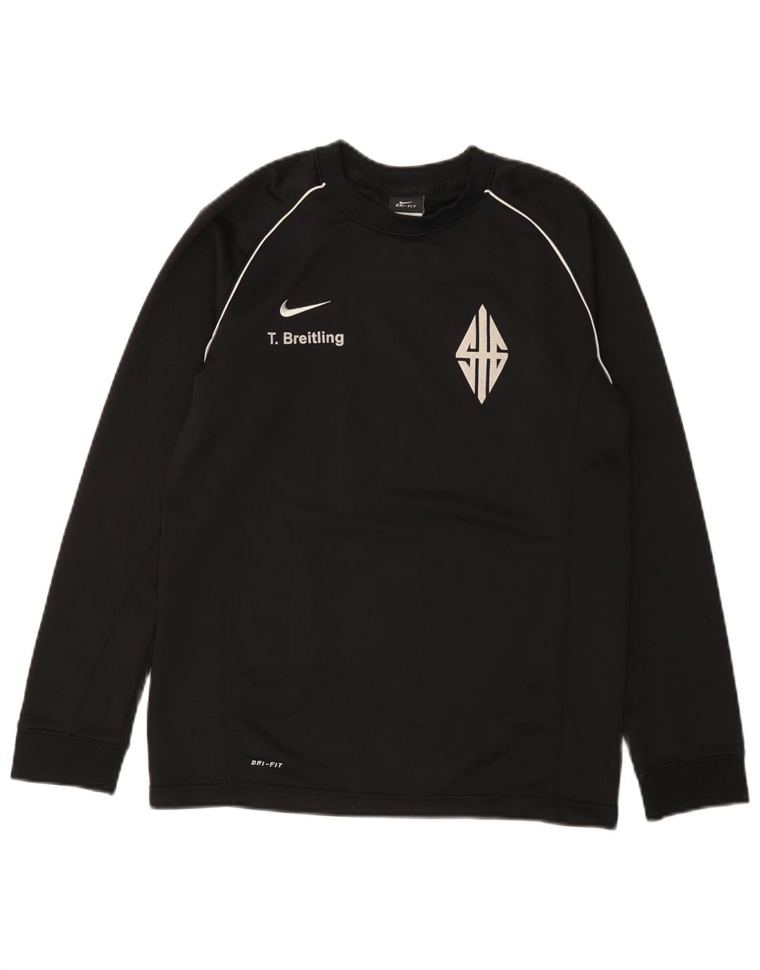 Nike Boys Dri Fit Graphic Top manga larga 13-14 años XL Negro Poliéster