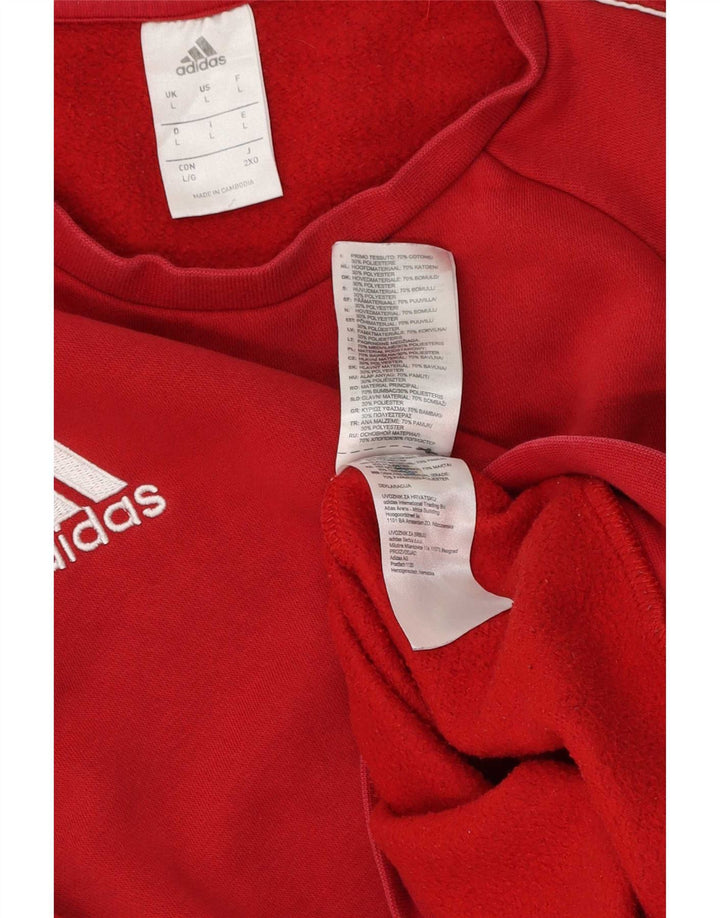 Adidas Hombre Sudadera Jumper Grande Rojo Algodón