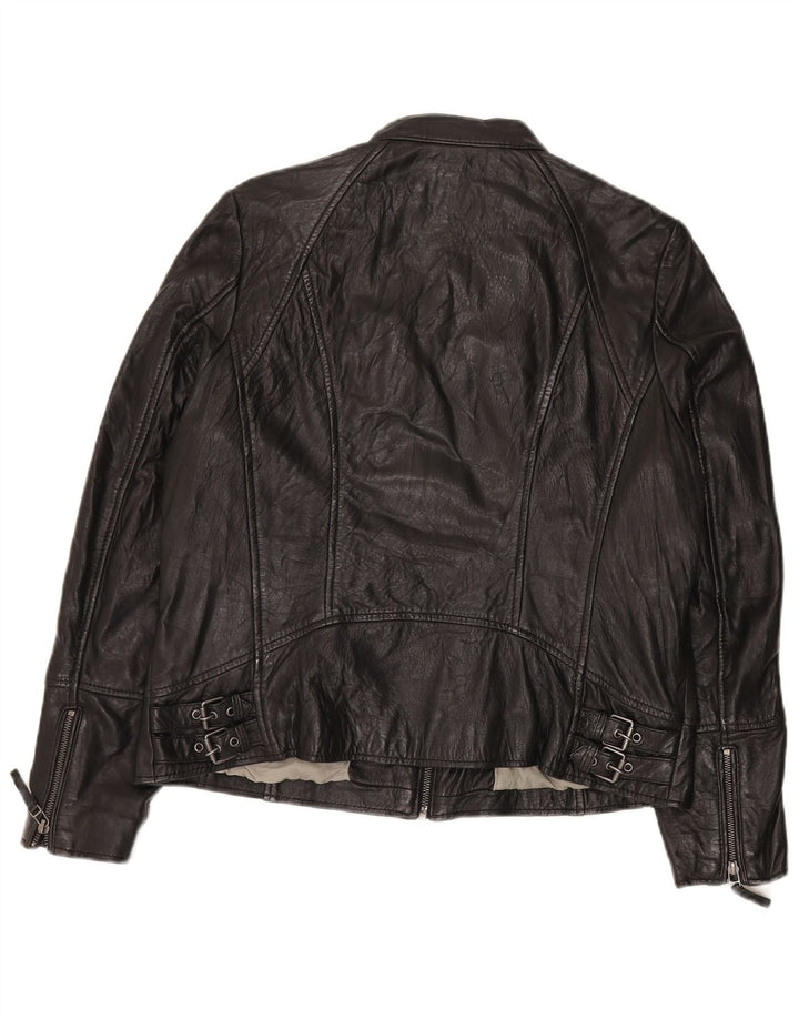 Gypsy Chaqueta de cuero para mujer UK 22 3XL Cuero negro