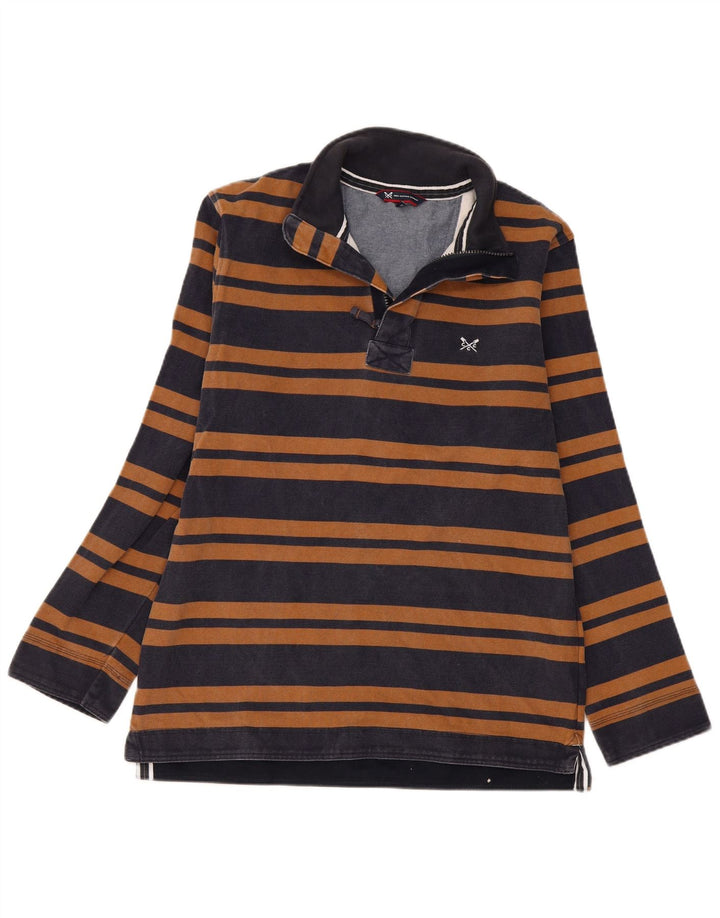 Crew Clothing - Sudadera con cuello y cremallera para hombre, color azul marino, a rayas