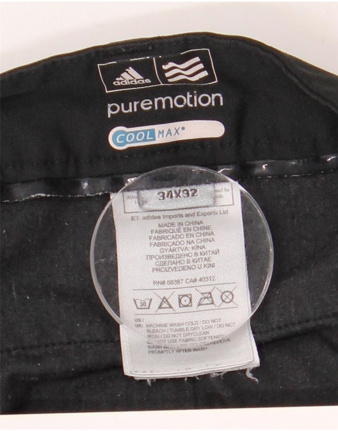 Adidas - Pantalón chino recto Coolmax para hombre W34 L32 Poliéster negro