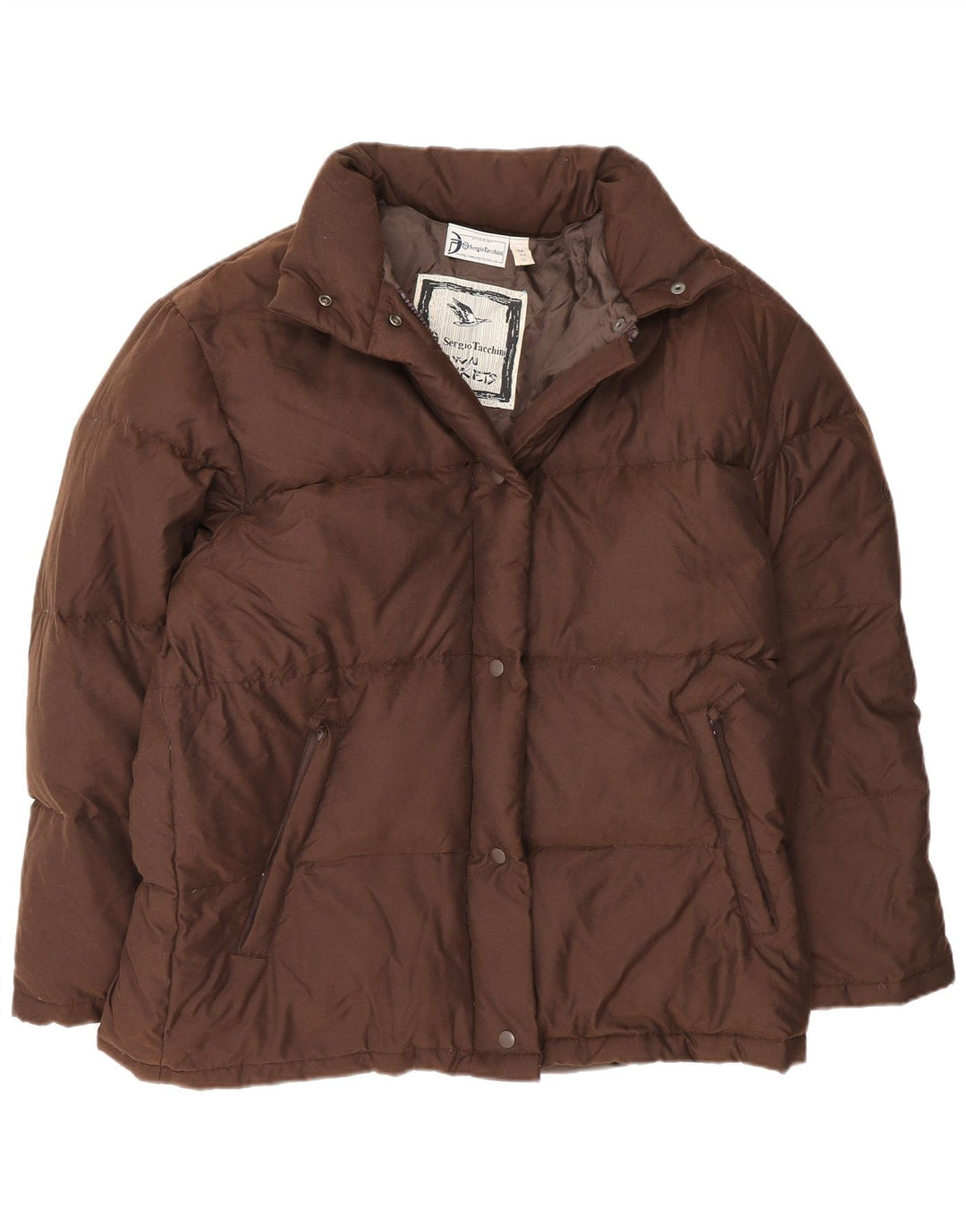 Sergio Tacchini Chaqueta acolchada holgada para mujer UK 44 Poliamida marrón medio