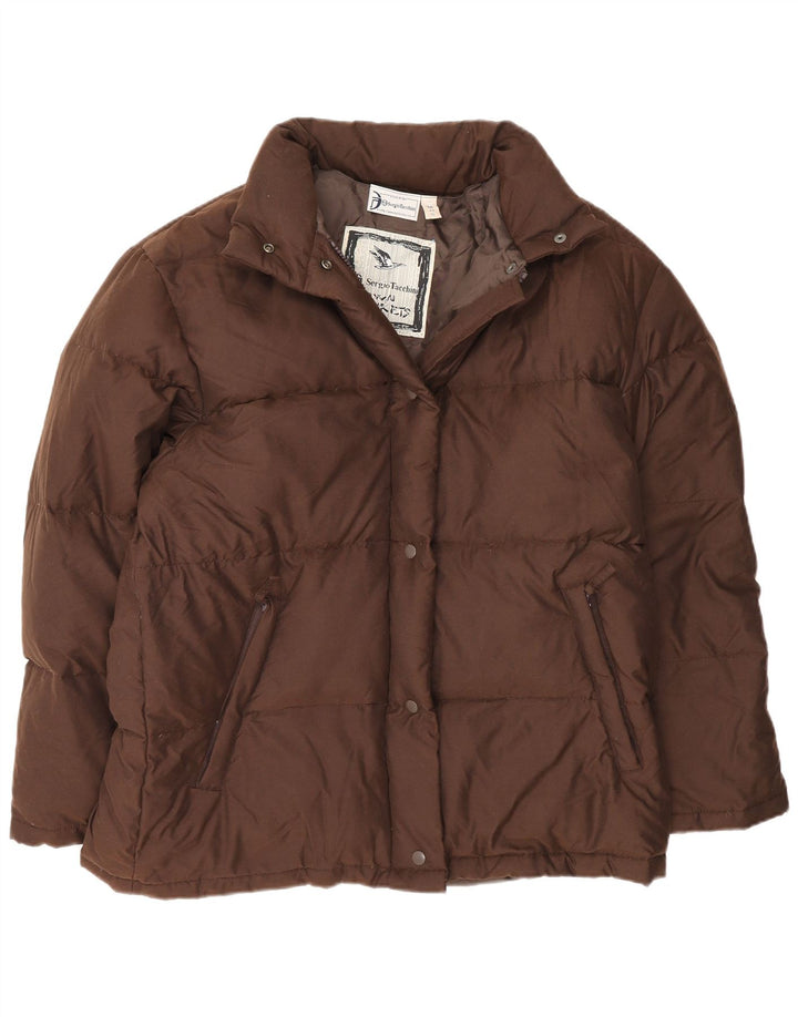 Sergio Tacchini Chaqueta acolchada holgada para mujer UK 44 Poliamida marrón medio