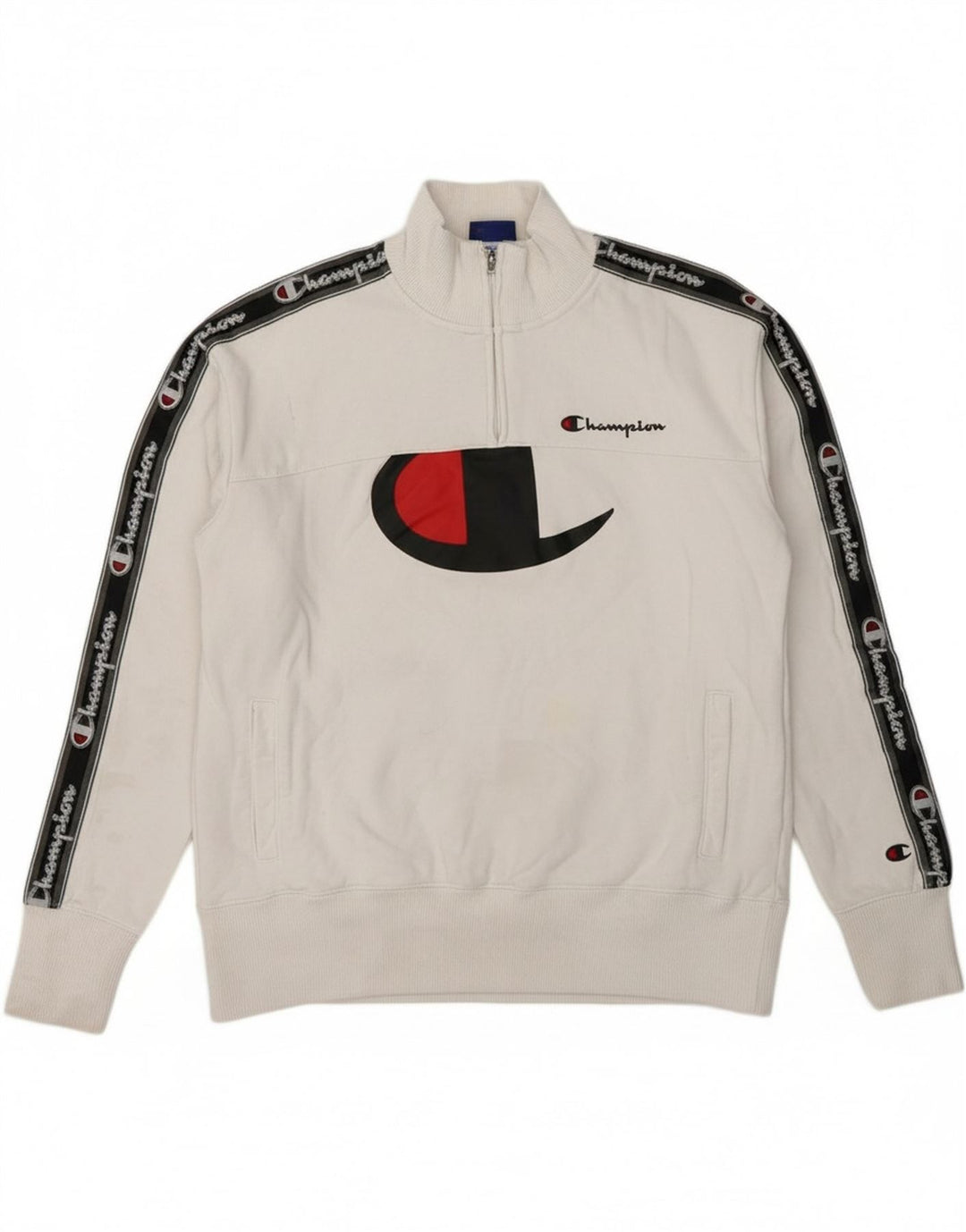 CHAMPION Womens Oversized Graphic Sweatshirt Jumper UK 6 XS White