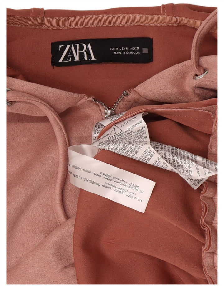 Zara Jersey con capucha y cuello con cremallera para mujer UK 40 Poliéster rosa medio