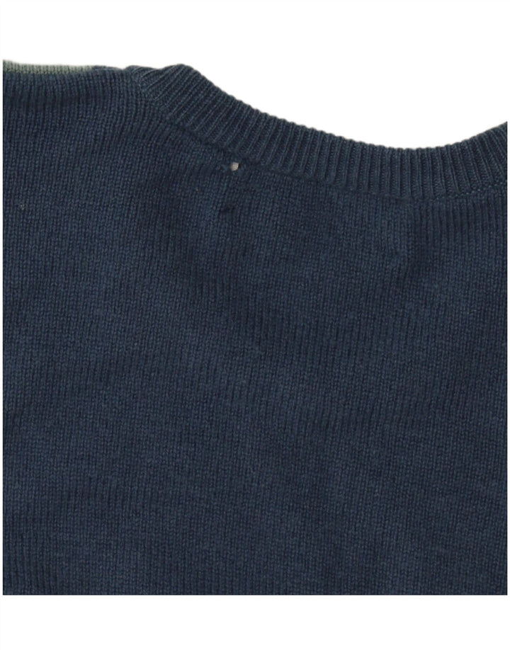 Lyle & Scott Jersey de cuello redondo para hombre, talla grande, azul marino, Argyle/Diamante