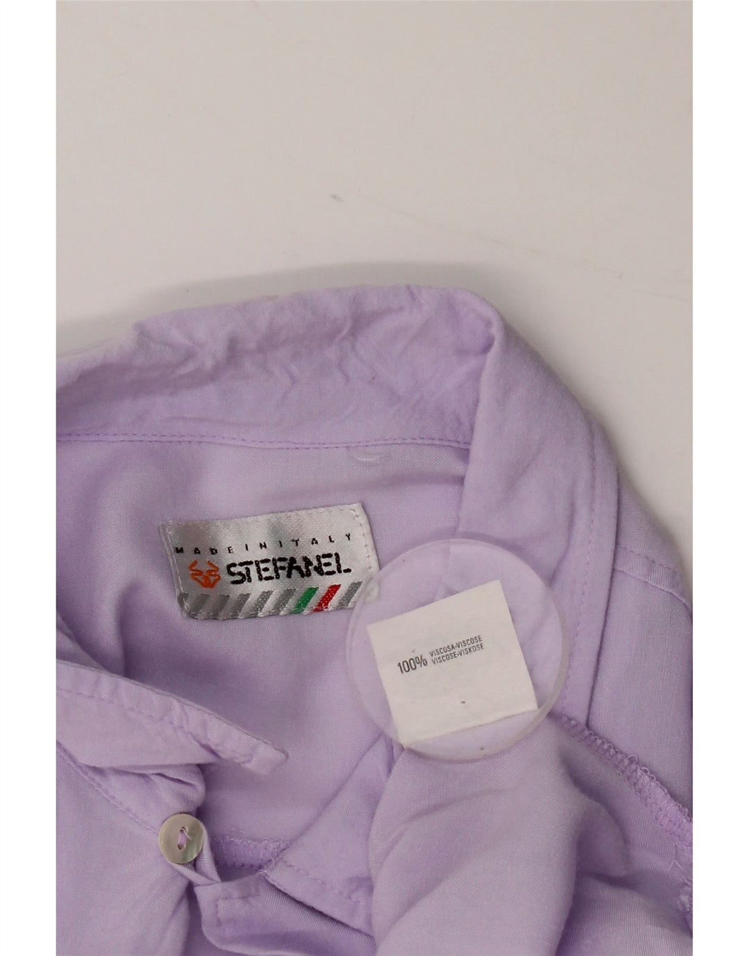 Stefanel Camisa De Manga Corta Para Hombre Large Viscosa Morada