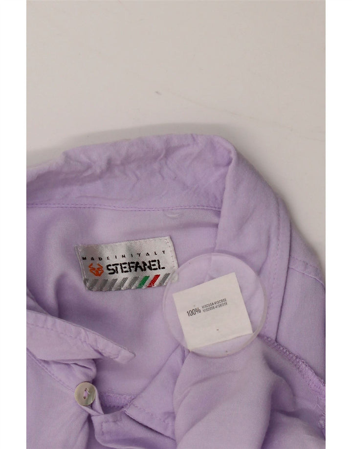 Stefanel Camisa De Manga Corta Para Hombre Large Viscosa Morada