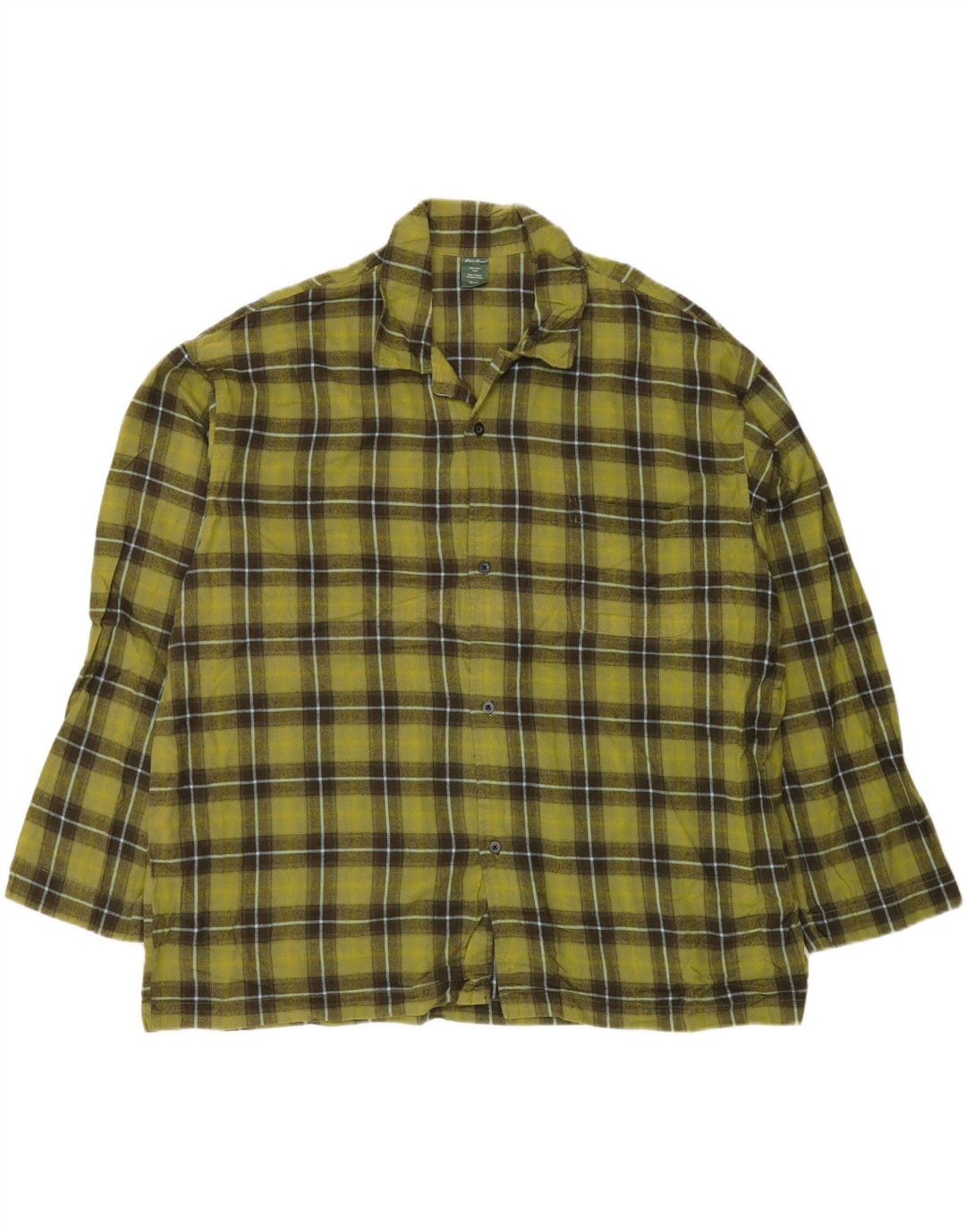 EDDIE BAUER Camisa de franela para hombre 2XL Algodón a cuadros verdes
