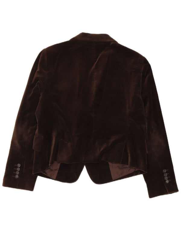 Zara Mujer Chaqueta Blazer De Terciopelo De 2 Botones UK 40 XL Algodón Marrón