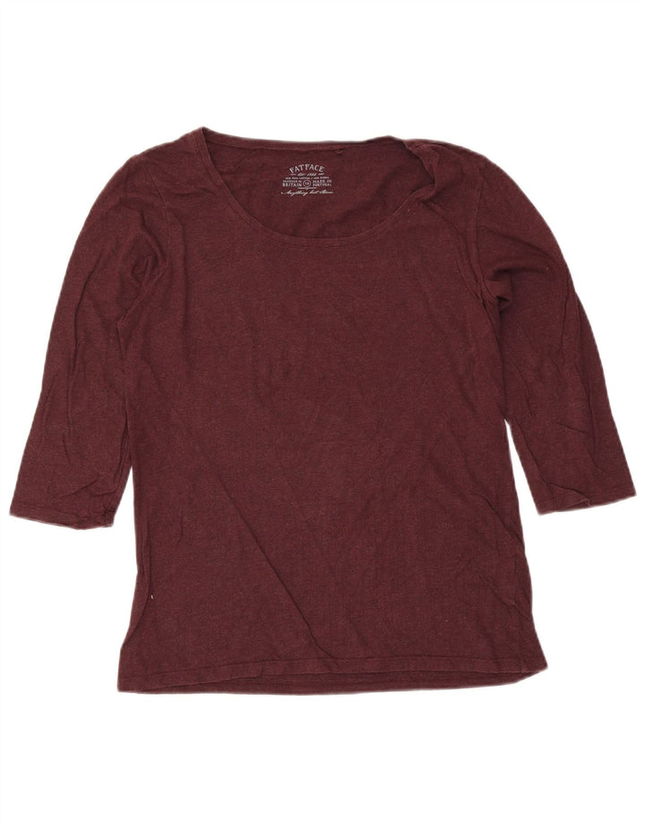 Camiseta para mujer Fat Face manga 3/4 UK 44 Algodón burdeos medio