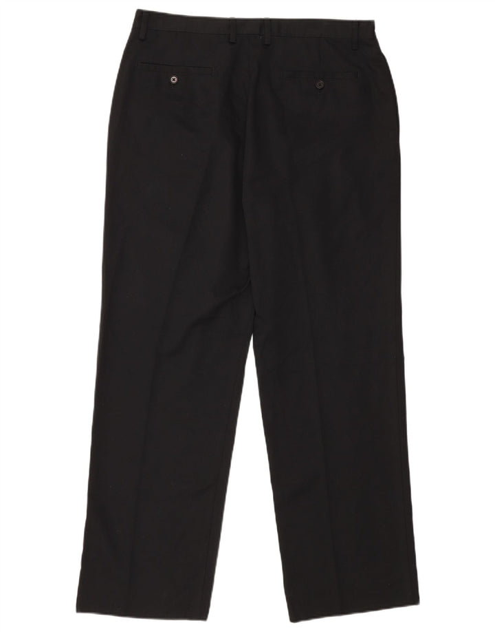 DKNY Mens Straight Chino Trousers W34 L30 Black Polyester