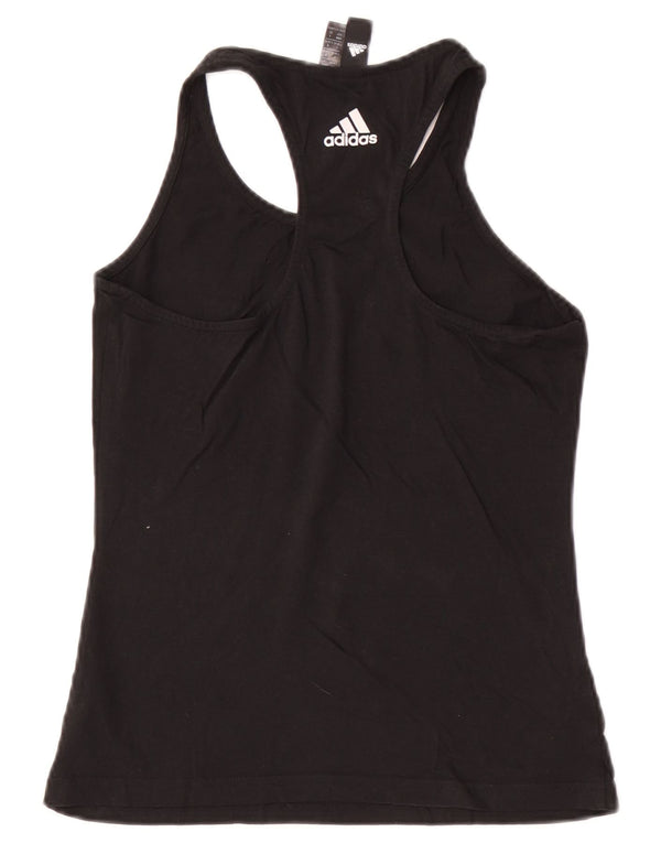 Adidas Mujer Gráfico Chaleco Top Reino Unido 8/10 Pequeño Algodón Negro