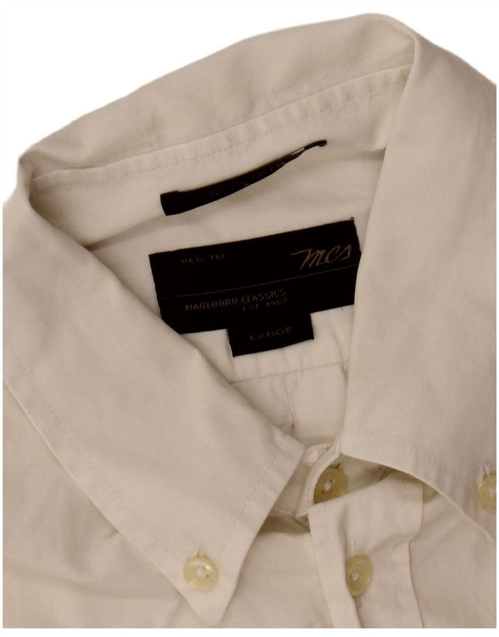 Marlboro Classics - Camisa de corte regular para hombre, talla grande, color blanco