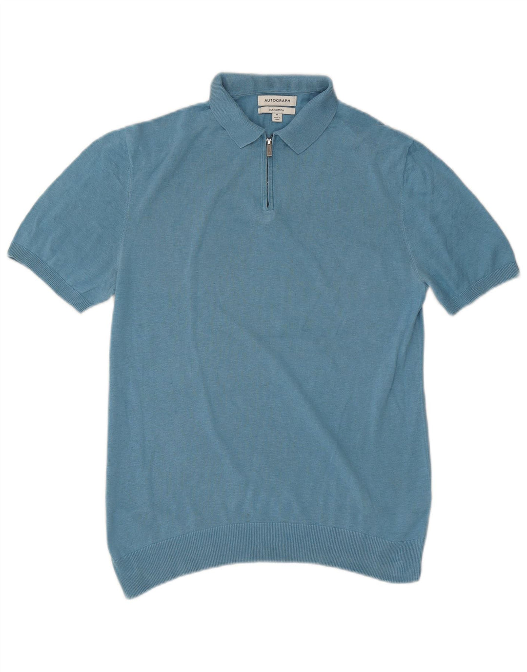 Marks & Spencer Polo Autograph para hombre de seda azul medio