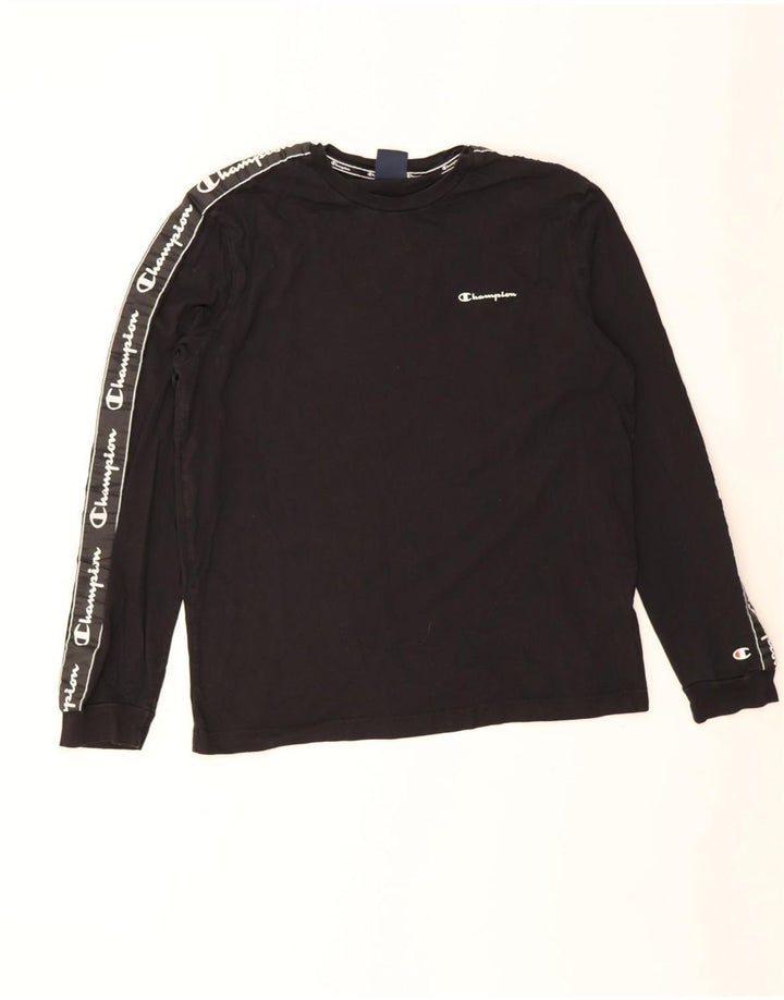 Champion Top gráfico para hombre de manga larga de algodón negro grande