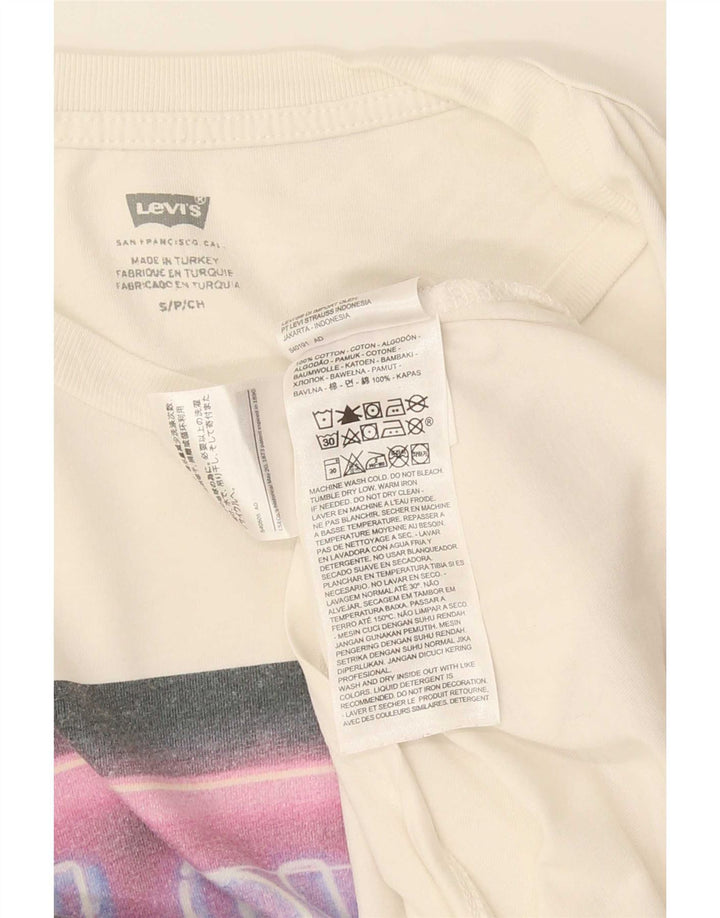 Levi's Camiseta gráfica para hombre Top Small White Cotton