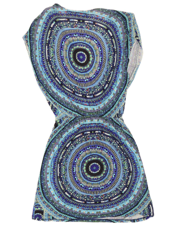 Desigual Vestido Túnica para Mujer UK 8 Small Azul Geométrico Viscosa