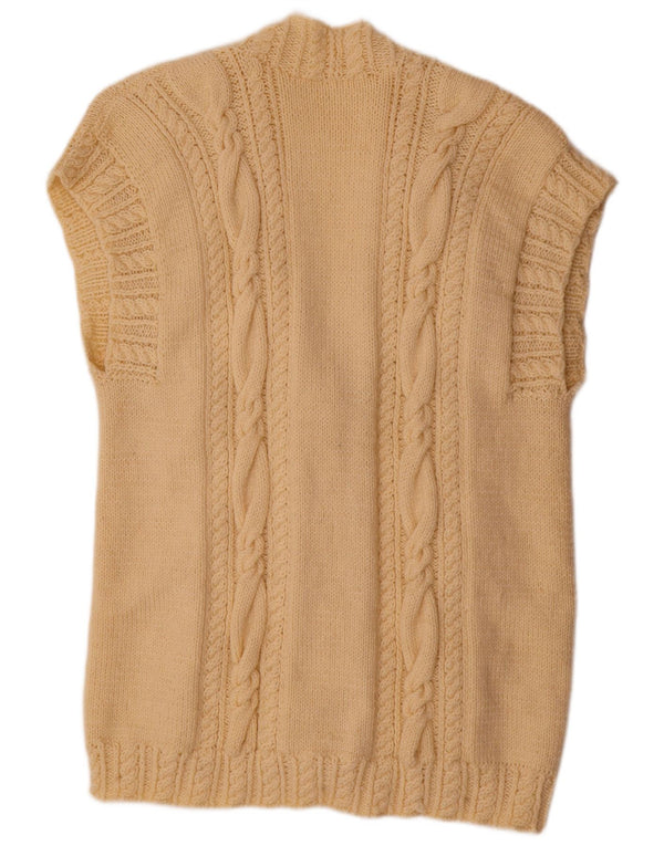 Vintage mujer sin mangas Cardigan suéter Reino Unido 20 2XL Beige