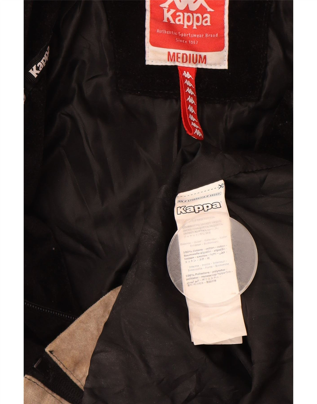 Kappa Mens Graphic Bomber Jacket UK 38 Medium Negro Colorblock Algodón