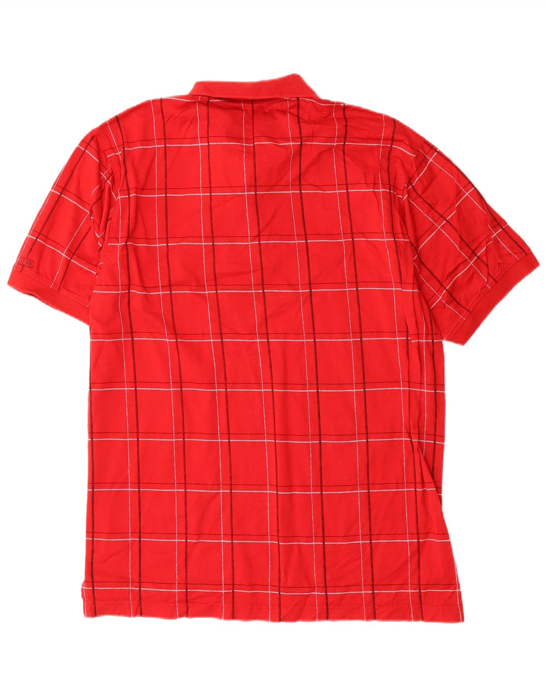 IZOD Polo de golf para hombre de algodón a cuadros rojos medianos