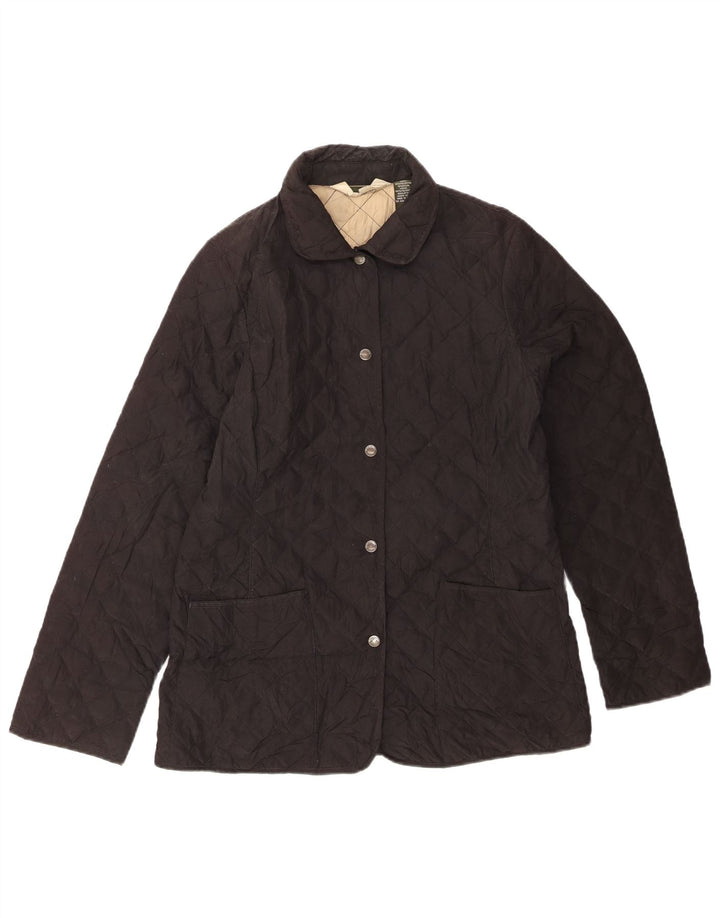 EDDIE BAUER Chaqueta acolchada para mujer UK 12 Mediana Poliéster negro