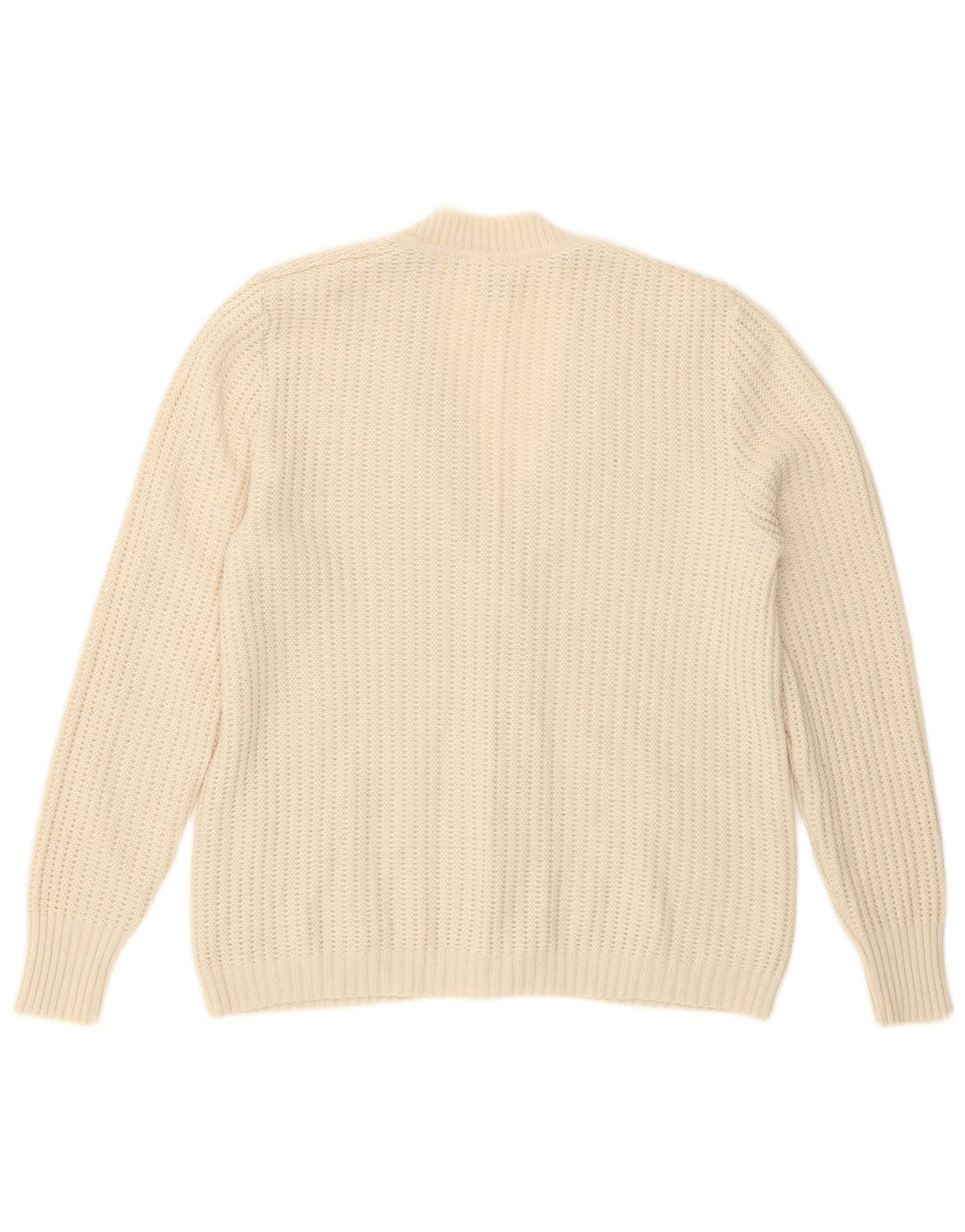 Vintage mujer Cardigan suéter IT 48 XL lana virgen blanca