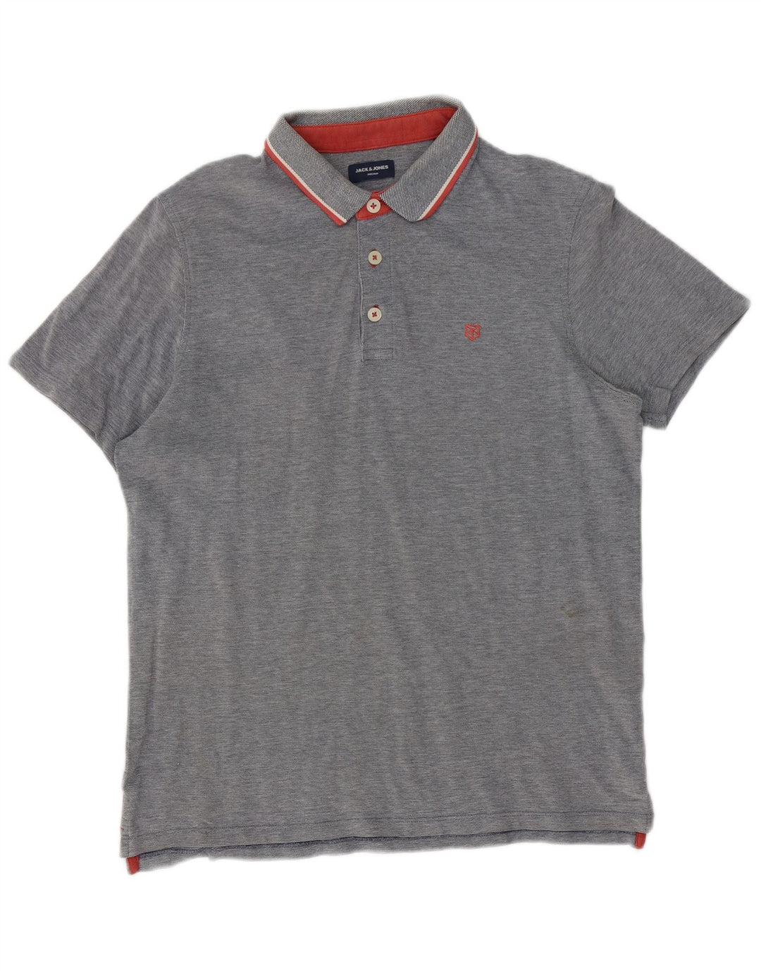 Jack & Jones Polo para hombre de algodón moteado gris grande
