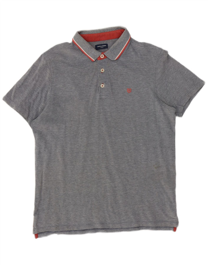 Jack & Jones Polo para hombre de algodón moteado gris grande