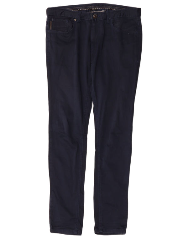 Zara Pantalones casuales ajustados para hombre EU 42 Large W32 L30 Azul marino
