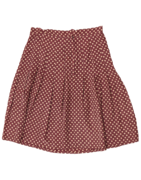 Falda plisada de una línea para mujer con globos EU 36 Small W26 Seda floral burdeos