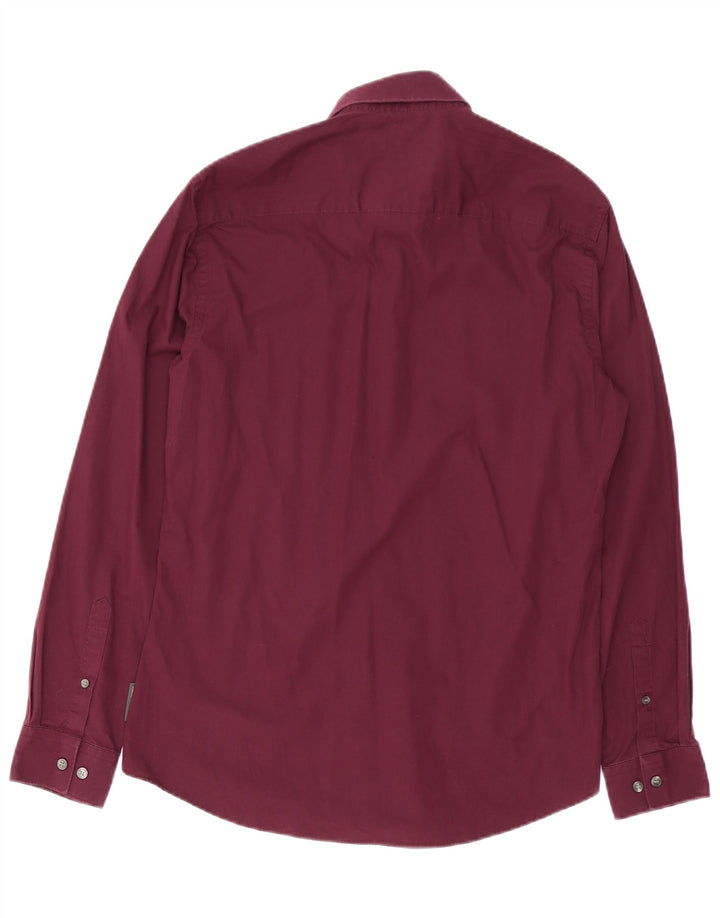 FRENCH CONNECTION Camisa Hombre Algodón Burdeos Medio