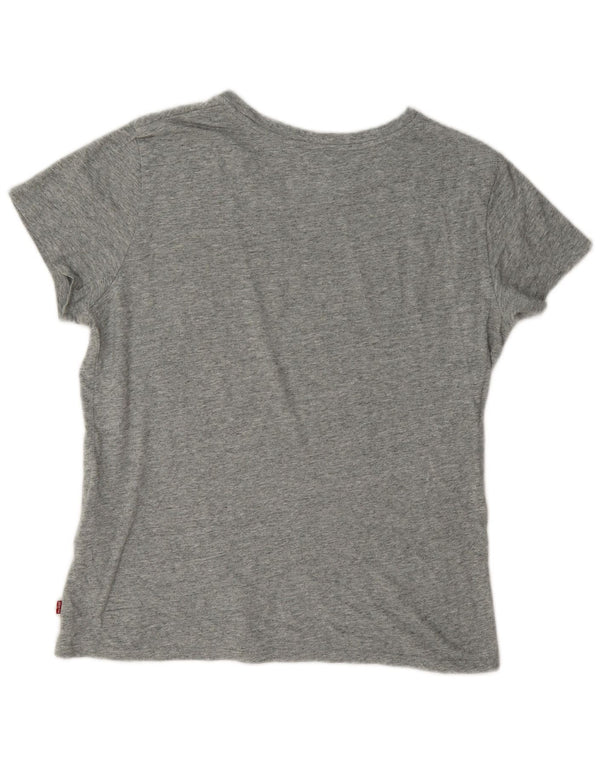 Levi's Camiseta gráfica para mujer Top UK 44 Algodón moteado gris medio