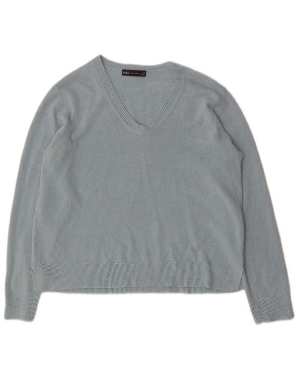 Marks & Spencer Suéter con Cuello en V para Mujer UK 46 Grande Acrílico Turquesa