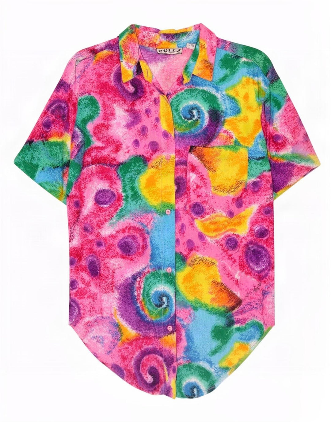 Vintage mujer patrón abstracto camisa blusa Reino Unido 14 medio multicolor