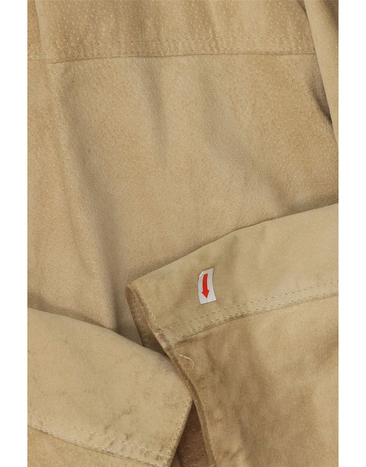 VINTAGE Womens Oversized Suede Jacket IT 44 Medium Beige Leather Vintage Vintage and Second-Hand Vintage from Messina Hembry 